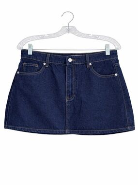 Refrain Los Angels Dark Wash Mini Denim Skirt Size 7/28 Boho Festival Western